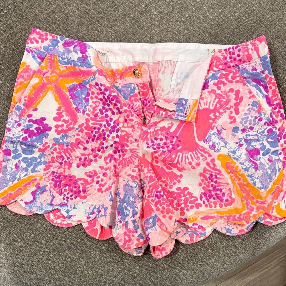 Lilly Pulitzer Vibrant Pink and Orange High Waist Shorts
